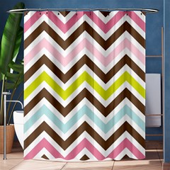 Chevrons Stripes Colors Background Shower Curtain 60  X 72  (medium)  by Nexatart