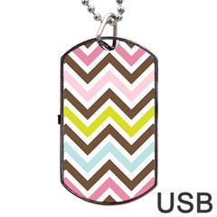 Chevrons Stripes Colors Background Dog Tag Usb Flash (one Side) by Nexatart