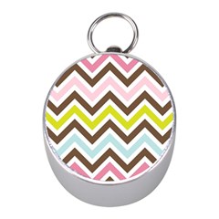 Chevrons Stripes Colors Background Mini Silver Compasses by Nexatart