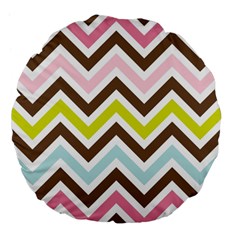 Chevrons Stripes Colors Background Large 18  Premium Flano Round Cushions by Nexatart