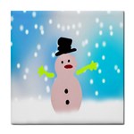 Christmas Snowman Tile Coasters Front