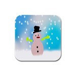 Christmas Snowman Rubber Square Coaster (4 pack)  Front