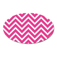 Chevrons Stripes Pink Background Oval Magnet by Nexatart