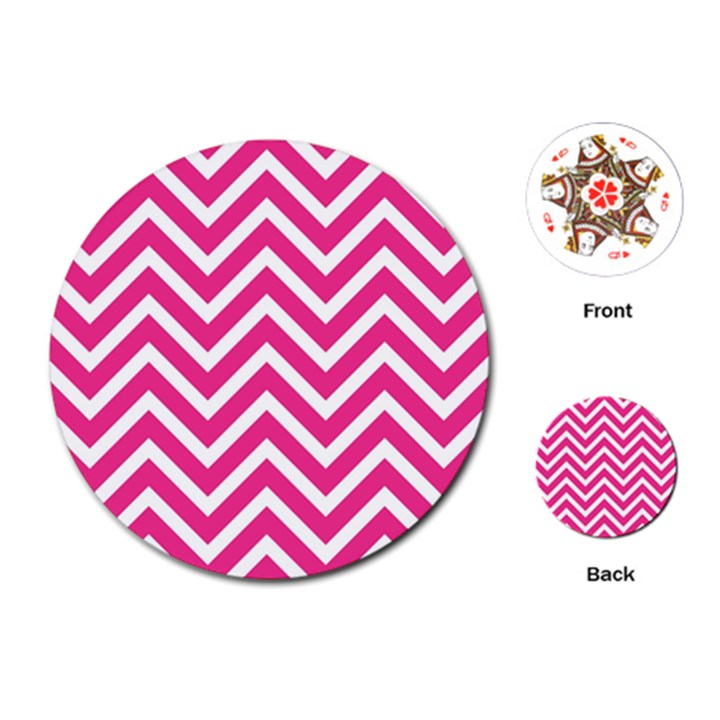 Chevrons Stripes Pink Background Playing Cards (Round) 