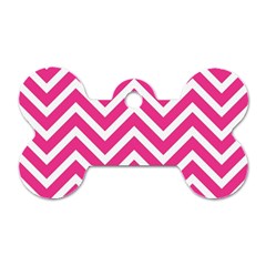 Chevrons Stripes Pink Background Dog Tag Bone (two Sides)