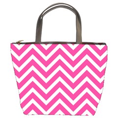 Chevrons Stripes Pink Background Bucket Bags by Nexatart