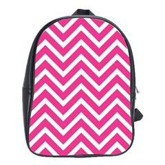 Chevrons Stripes Pink Background School Bags(large)  by Nexatart