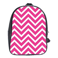 Chevrons Stripes Pink Background School Bags (xl) 