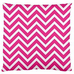 Chevrons Stripes Pink Background Large Flano Cushion Case (two Sides) by Nexatart