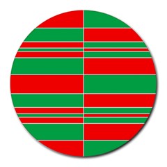 Christmas Colors Red Green Round Mousepads by Nexatart