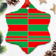 Christmas Colors Red Green Ornament (snowflake) by Nexatart