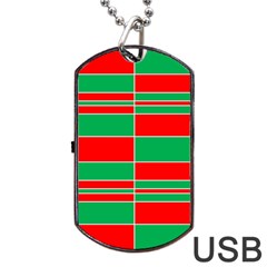 Christmas Colors Red Green Dog Tag Usb Flash (one Side) by Nexatart