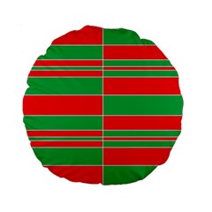 Christmas Colors Red Green Standard 15  Premium Flano Round Cushions by Nexatart