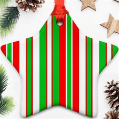 Christmas Holiday Stripes Red Green,white Ornament (star) by Nexatart