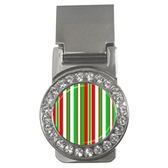 Christmas Holiday Stripes Red Green,white Money Clips (cz)  by Nexatart