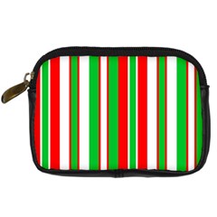 Christmas Holiday Stripes Red Green,white Digital Camera Cases by Nexatart