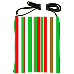 Christmas Holiday Stripes Red Green,white Shoulder Sling Bags by Nexatart