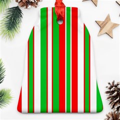 Christmas Holiday Stripes Red Green,white Bell Ornament (two Sides)