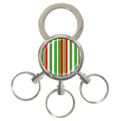 Christmas Holiday Stripes Red Green,white 3-ring Key Chains by Nexatart