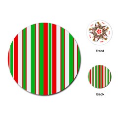 Christmas Holiday Stripes Red Green,white Playing Cards (round)  by Nexatart