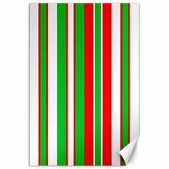 Christmas Holiday Stripes Red Green,white Canvas 20  X 30   by Nexatart