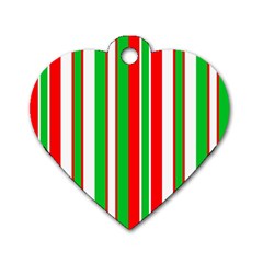 Christmas Holiday Stripes Red Green,white Dog Tag Heart (one Side) by Nexatart