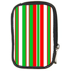 Christmas Holiday Stripes Red Green,white Compact Camera Cases by Nexatart