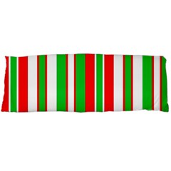 Christmas Holiday Stripes Red Green,white Body Pillow Case (dakimakura) by Nexatart