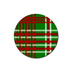 Christmas Colors Red Green White Rubber Round Coaster (4 Pack)  by Nexatart