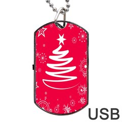 Christmas Tree Dog Tag Usb Flash (one Side) by Nexatart