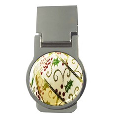 Christmas Ribbon Background Money Clips (round)  by Nexatart