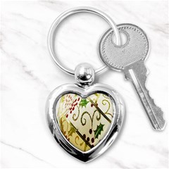 Christmas Ribbon Background Key Chains (heart) 