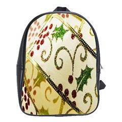 Christmas Ribbon Background School Bags(large)  by Nexatart