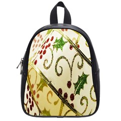 Christmas Ribbon Background School Bags (small)  by Nexatart