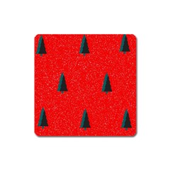 Christmas Time Fir Trees Square Magnet by Nexatart