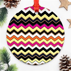 Colorful Chevron Pattern Stripes Ornament (round) by Nexatart