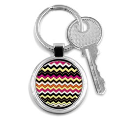 Colorful Chevron Pattern Stripes Key Chains (round)  by Nexatart