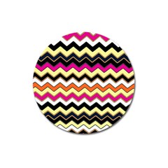 Colorful Chevron Pattern Stripes Magnet 3  (round) by Nexatart