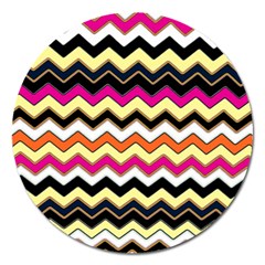 Colorful Chevron Pattern Stripes Magnet 5  (round) by Nexatart