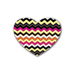 Colorful Chevron Pattern Stripes Rubber Coaster (heart)  by Nexatart