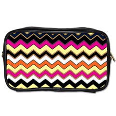 Colorful Chevron Pattern Stripes Toiletries Bags by Nexatart