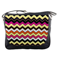 Colorful Chevron Pattern Stripes Messenger Bags by Nexatart