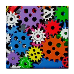 Colorful Toothed Wheels Tile Coasters by Nexatart