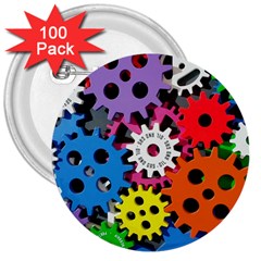 Colorful Toothed Wheels 3  Buttons (100 Pack)  by Nexatart