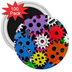 Colorful Toothed Wheels 3  Magnets (100 Pack)