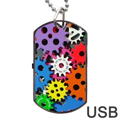 Colorful Toothed Wheels Dog Tag Usb Flash (one Side) by Nexatart