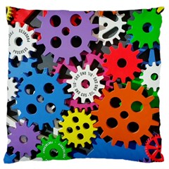 Colorful Toothed Wheels Large Flano Cushion Case (one Side) by Nexatart