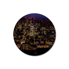 City Glass Architecture Windows Rubber Round Coaster (4 Pack)  by Nexatart