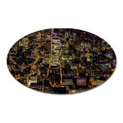 City Glass Architecture Windows Oval Magnet by Nexatart