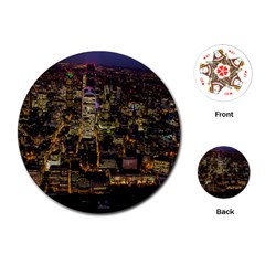 City Glass Architecture Windows Playing Cards (round)  by Nexatart